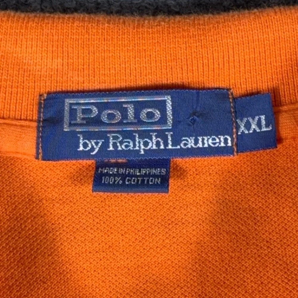 Polo Ralph Lauren Mens Orange Short Sleeve Pique Polo Shirt Blue Pony Logo XXL